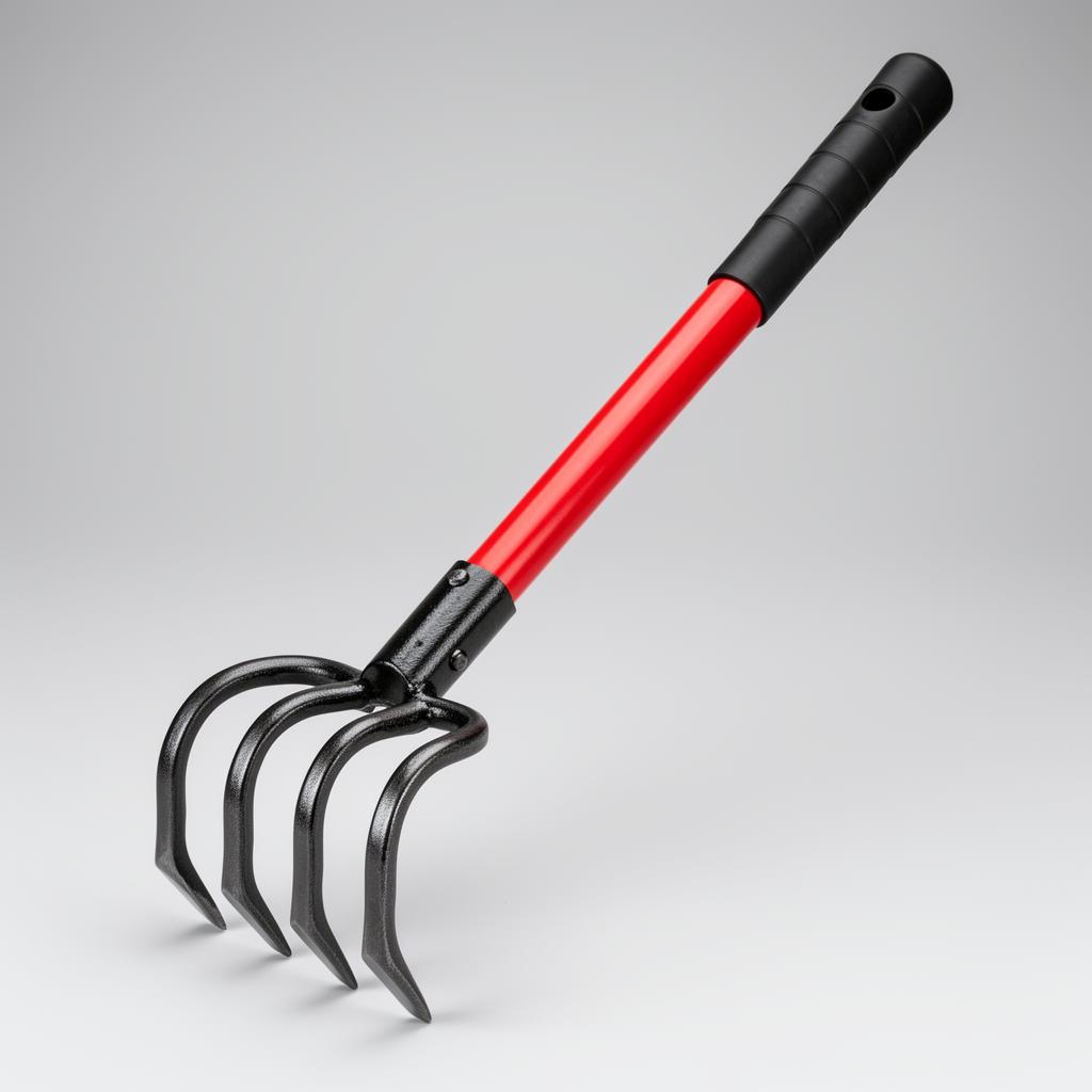 4T Forged Steel Red Fiberglass Garden Cultivator