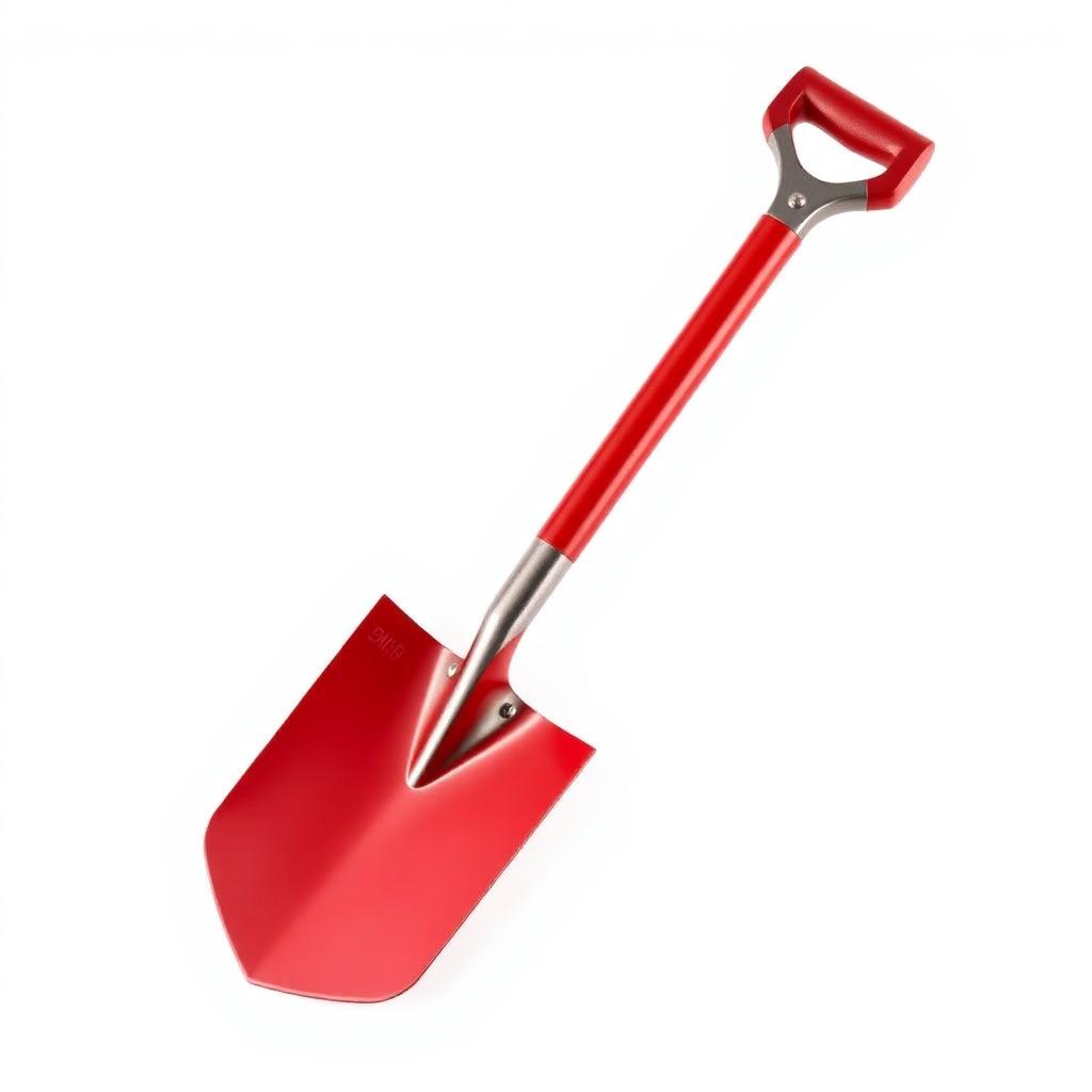 Red Fiberglass D-Grip Square Mouth Shovel